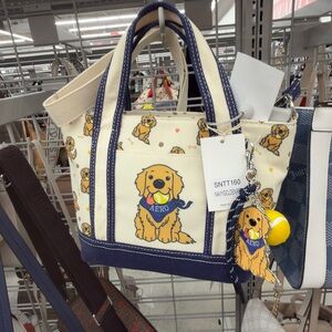 NEW ADORABLE AEROPOSTALE NAVY BLUE & WHITE GOLDEN RETRIEVER MINI TOTE PURSE